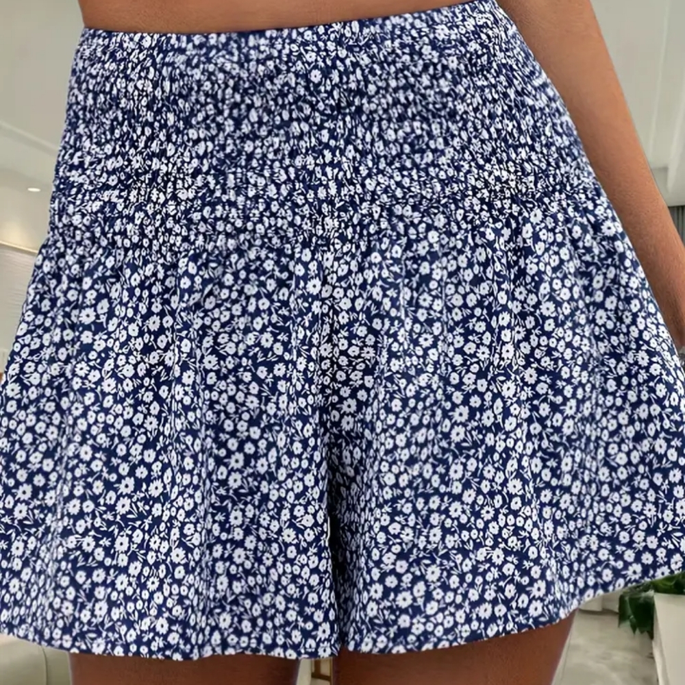 Women's Floral Print Wide Leg Shorts